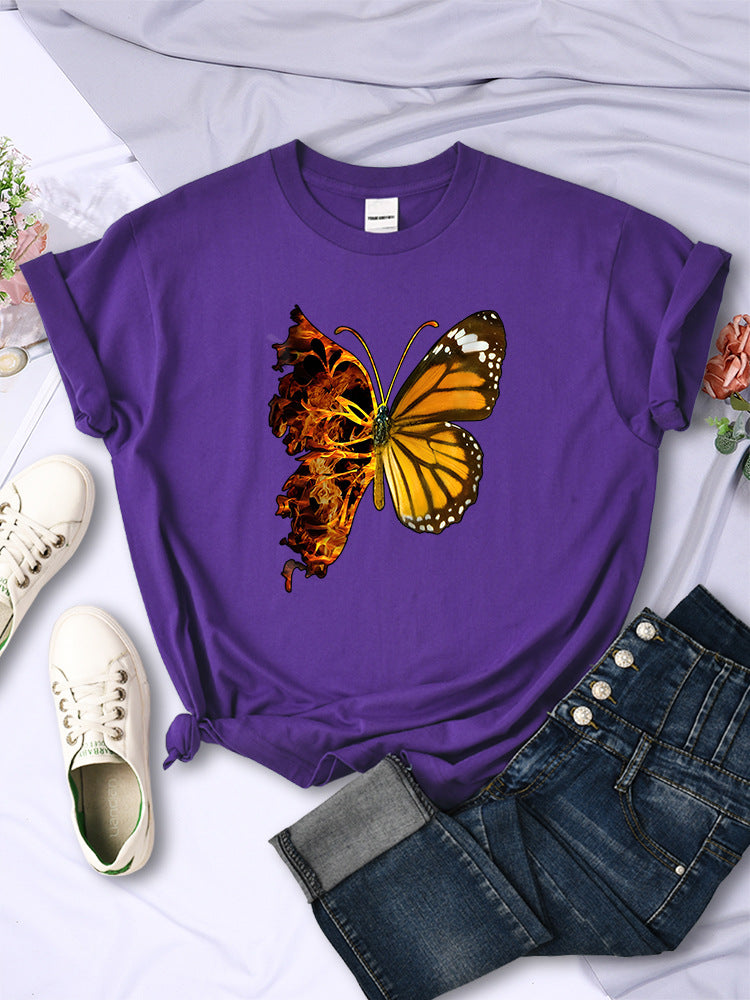 Butterfly Wings Pattern Fashion Short Sleeve Women
