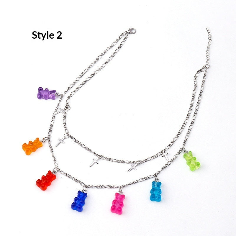 INS Fashion Pendant Personalized Candy-colored Little Bear Necklace