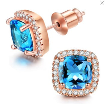 Korean-style Fashionable All-diamond Zircon Womens Stud Earrings