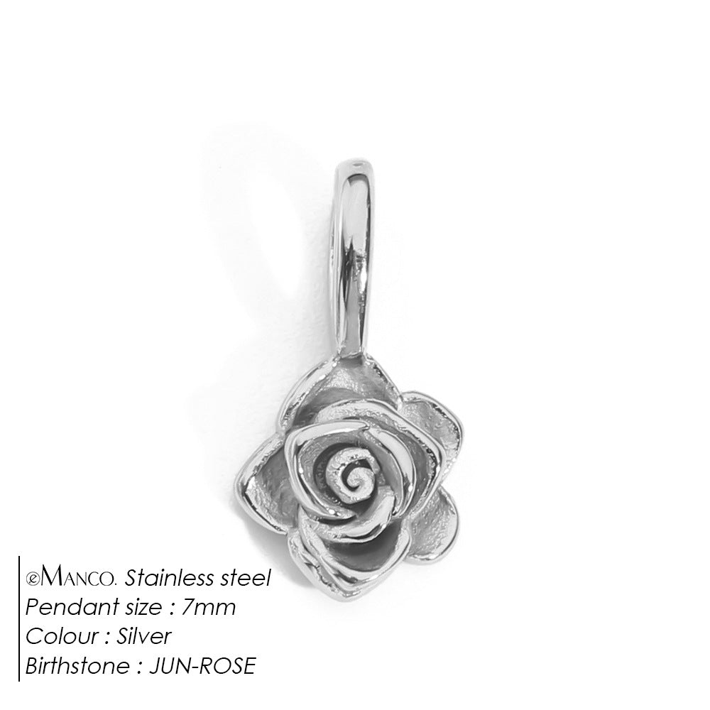 DIY 3D Stainless Steel Vacuum-Plated Flower Pendant For December Birthdays