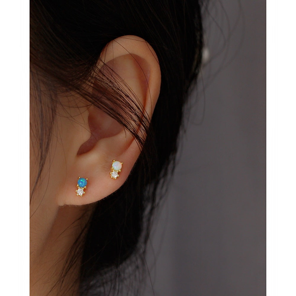 S925 Silver Instagram-style Geometric Diamond-studded Earrings