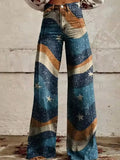 New 3D Thermal Transfer Bell-bottom Pants