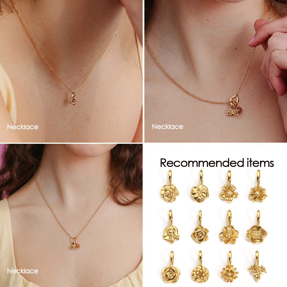 DIY 3D Stainless Steel Vacuum-Plated Flower Pendant For December Birthdays