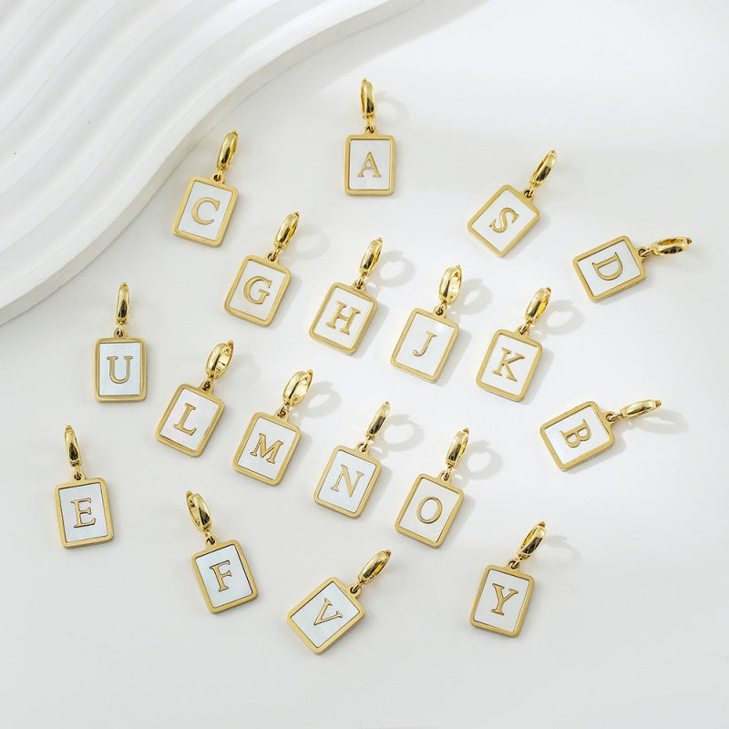 European And American Square Shell Letter Universal Clasp Pendants26 English Alphabet Jewelry Accessories