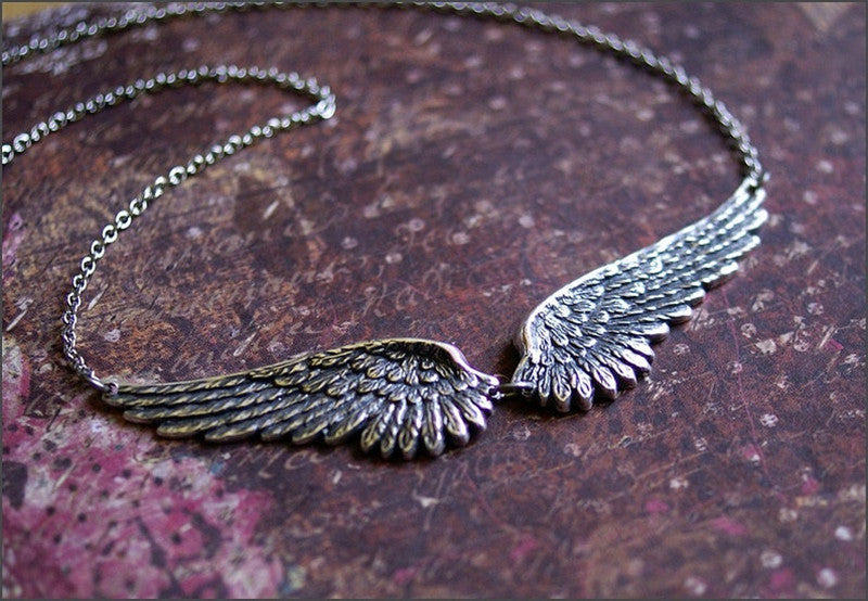 Vintage Angel Wings Feather Choke Necklace