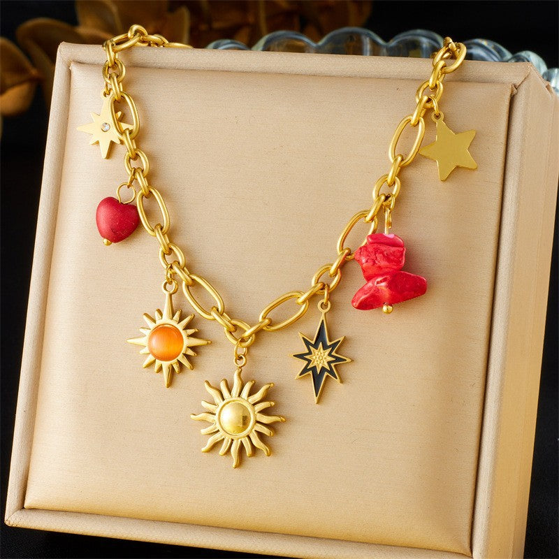 European And American-style Vintage Stainless Steel Multi-element Necklace
