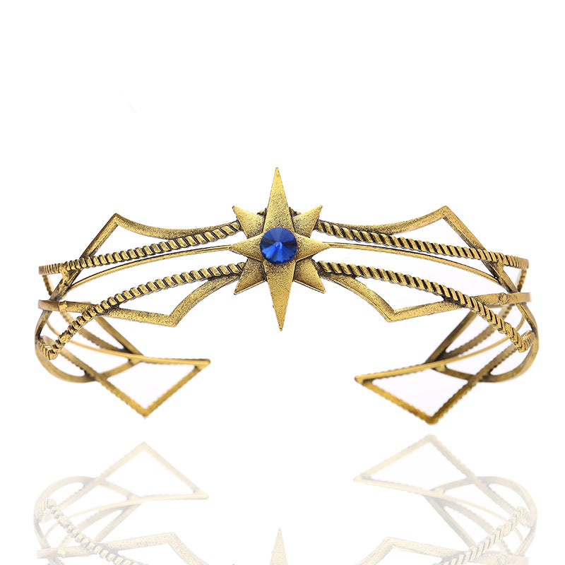 Gold Shape Large Round Crown Hair Clasp Diamond