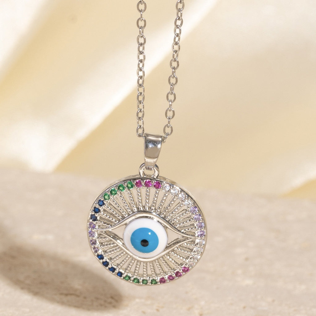 Stylish Dripping Zircon Eye Pendant New Niche Collarbone Chain