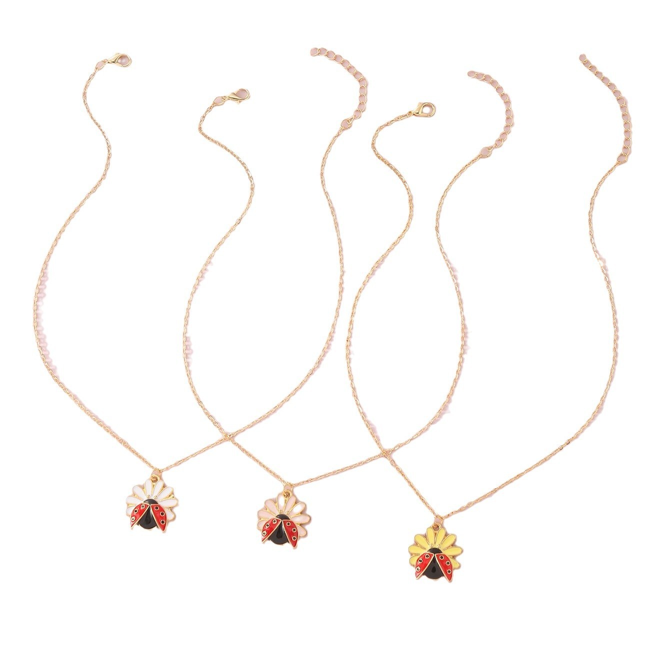 Children's Jewelry Pastoral Style Flower Ladybug Necklace Cute Cartoon Seven-spot Ladybug Pendant