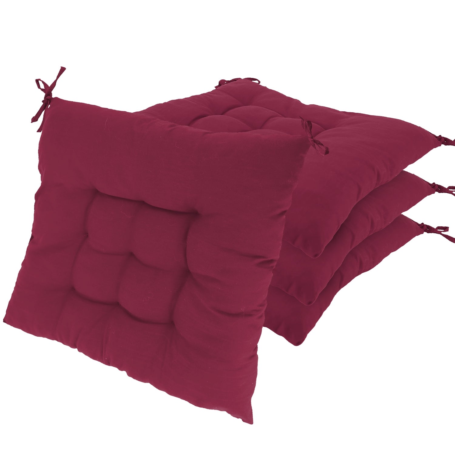 4Pcs Chair Cushion Pads Pillow 17.72x17.72x2.37in Soft Tie On Square Sitting Mats For Home Office Car Sitting Travel