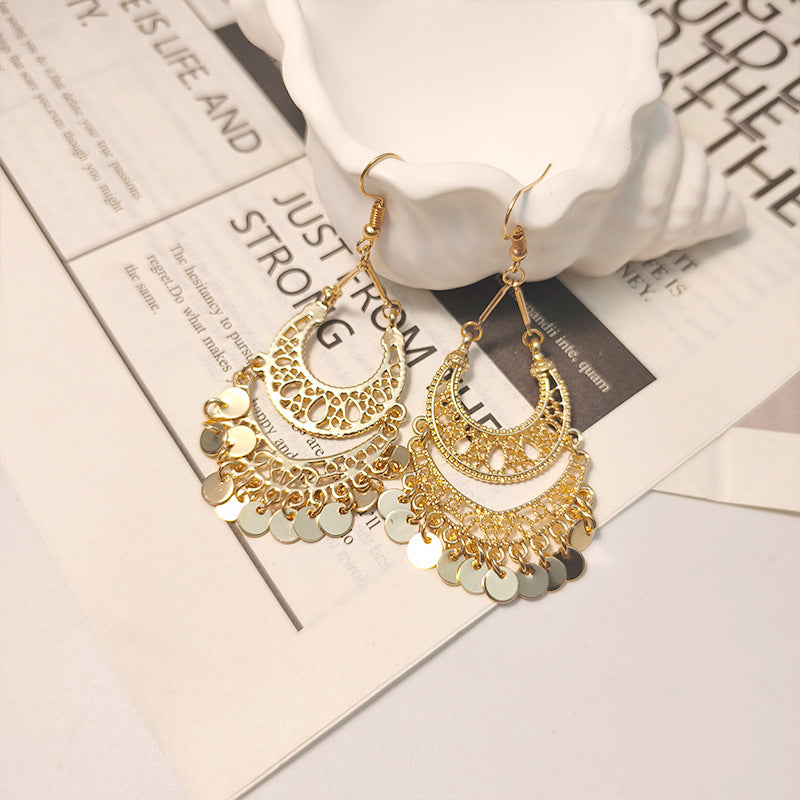 Retro Round Tassel Long Women's Earrings