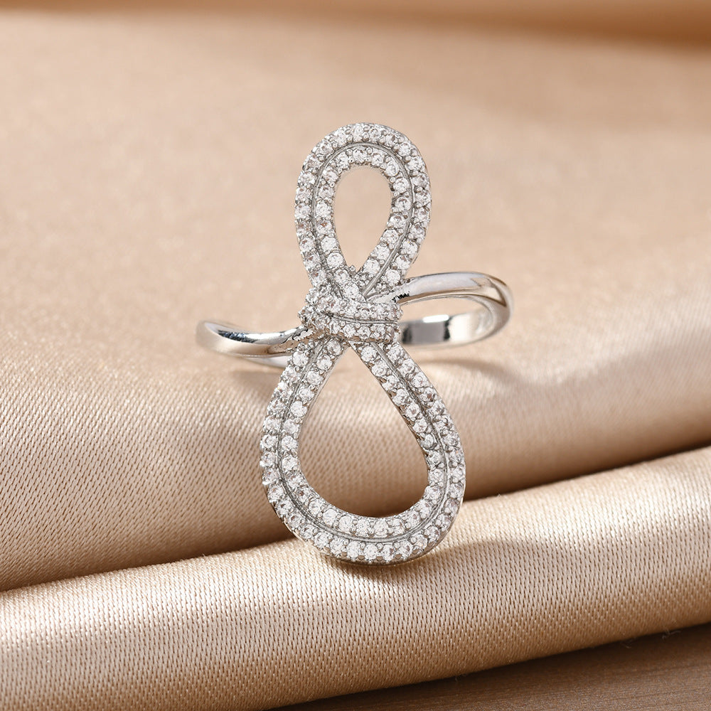 Minimally Designed Zircon Wave Line Versatile Open Ring