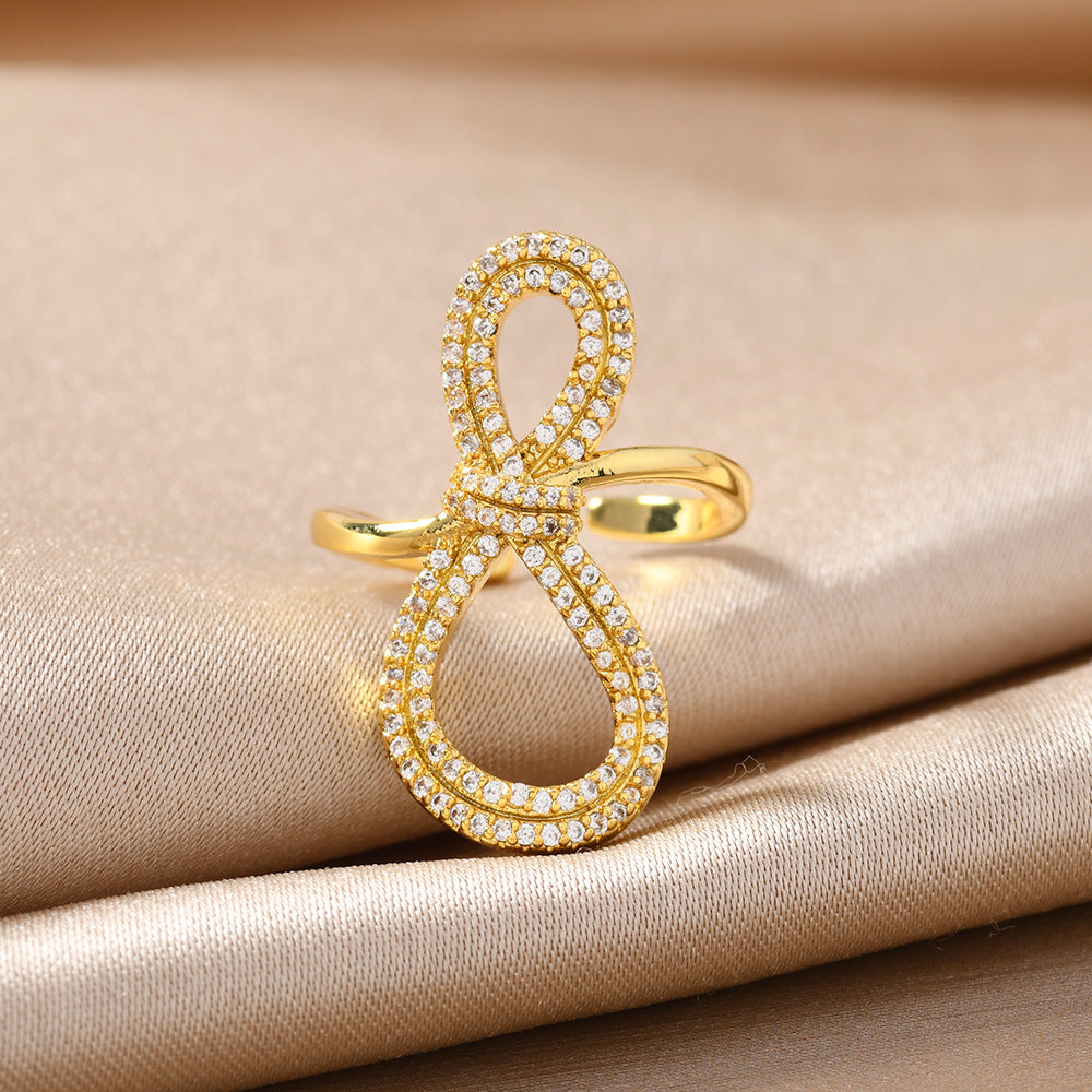 Minimally Designed Zircon Wave Line Versatile Open Ring