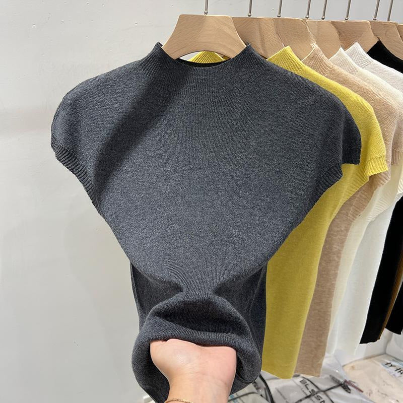 Half-high Collar Flutter Sleeve Knitwear Women Summer