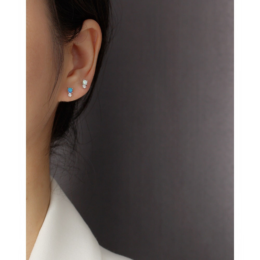 S925 Silver Instagram-style Geometric Diamond-studded Earrings