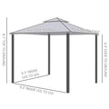 9.6' X 9.6' Patio Gazebo, Outdoor Canopy Shelter With 2-Tier Roof And Netting, Steel Frame For Garden, Lawn, Backyard, And Deck, Gray
