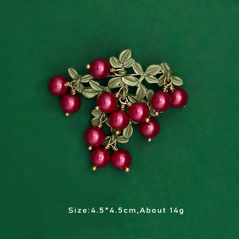 Fashionable Trendy Plant And Pearl Brooch In Alloy And Enamel