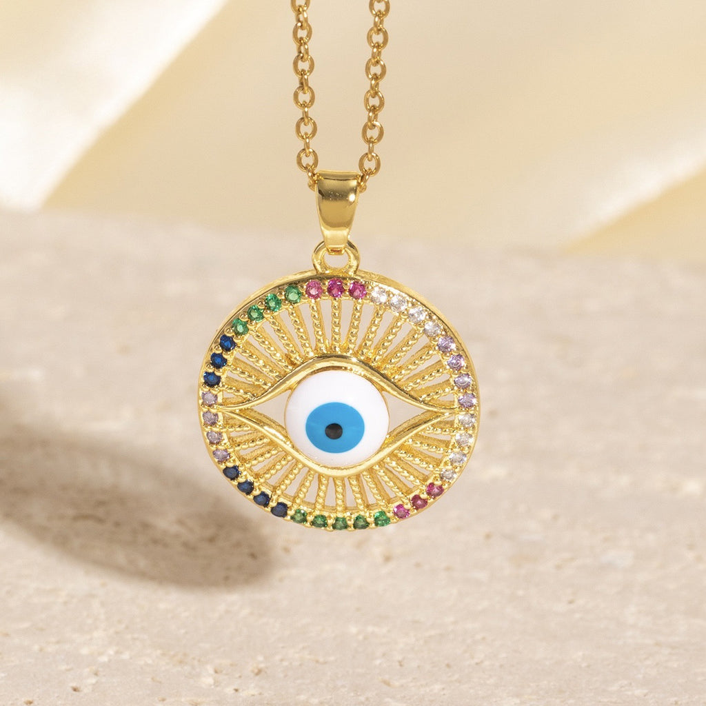 Stylish Dripping Zircon Eye Pendant New Niche Collarbone Chain