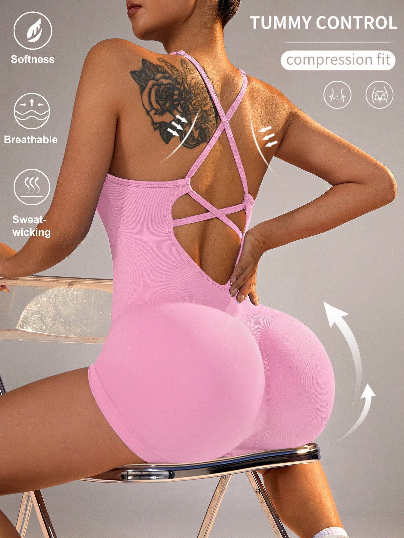 Spring And Summer Nude Feel Yoga Straps One-piece Women