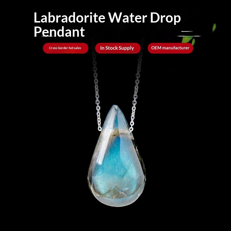 Natural Labradorite Crystal Pendant Jewelry Charm