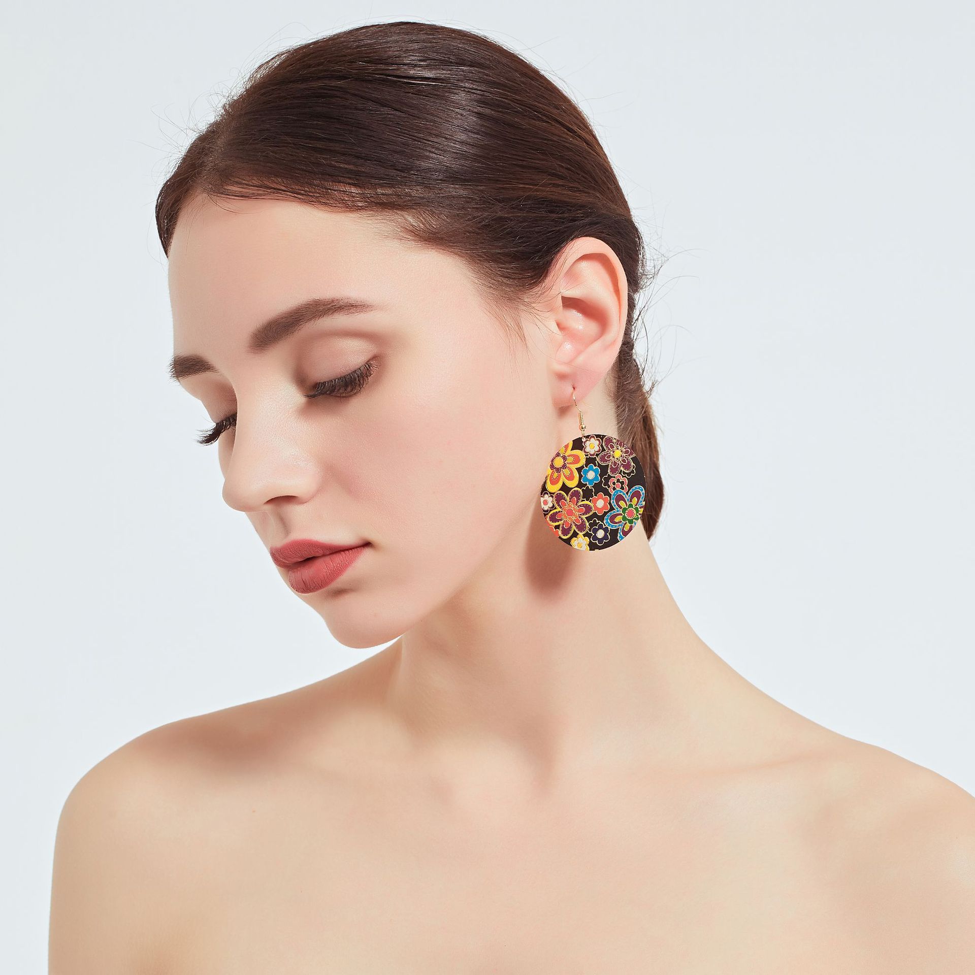 1 Pair Of European And American Style Drop Earrings, New Fashion Exaggerated Floral Design, Trendy Oversized Computer Chip Enamel Flower Earrings
